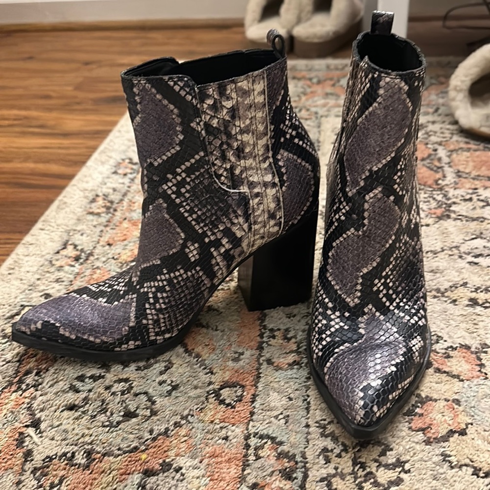 Marc Fisher Oshay Pointed Toe Snakeskin Booties
